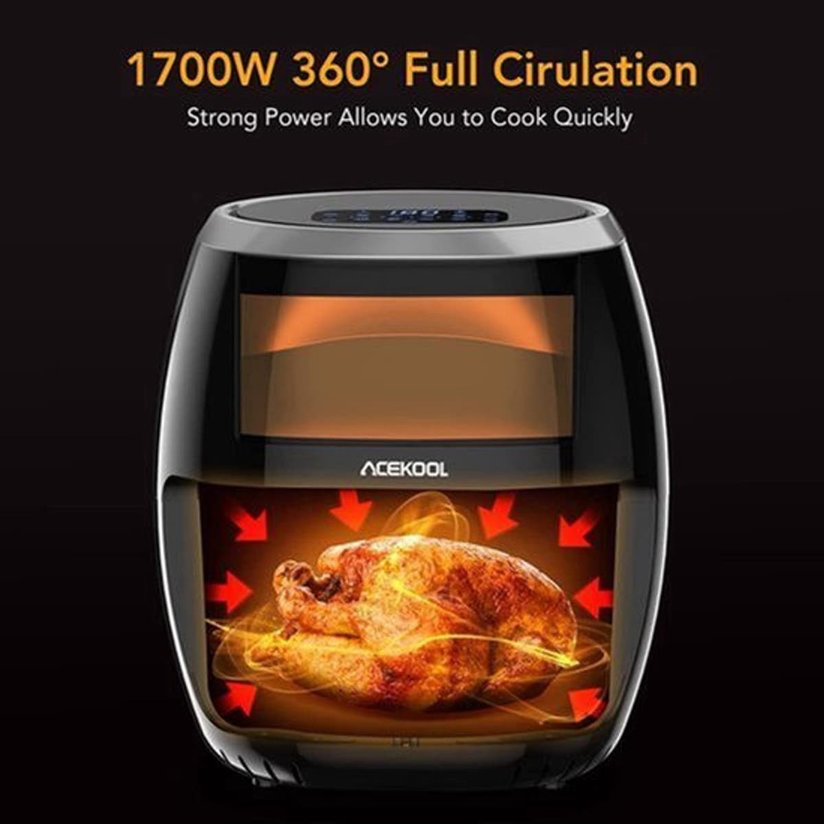 Heteluchtfriteuse - 1800 W - 8L Capaciteit - Digitale Aanraakbediening - Zichtbaar Venster — afbeelding 1