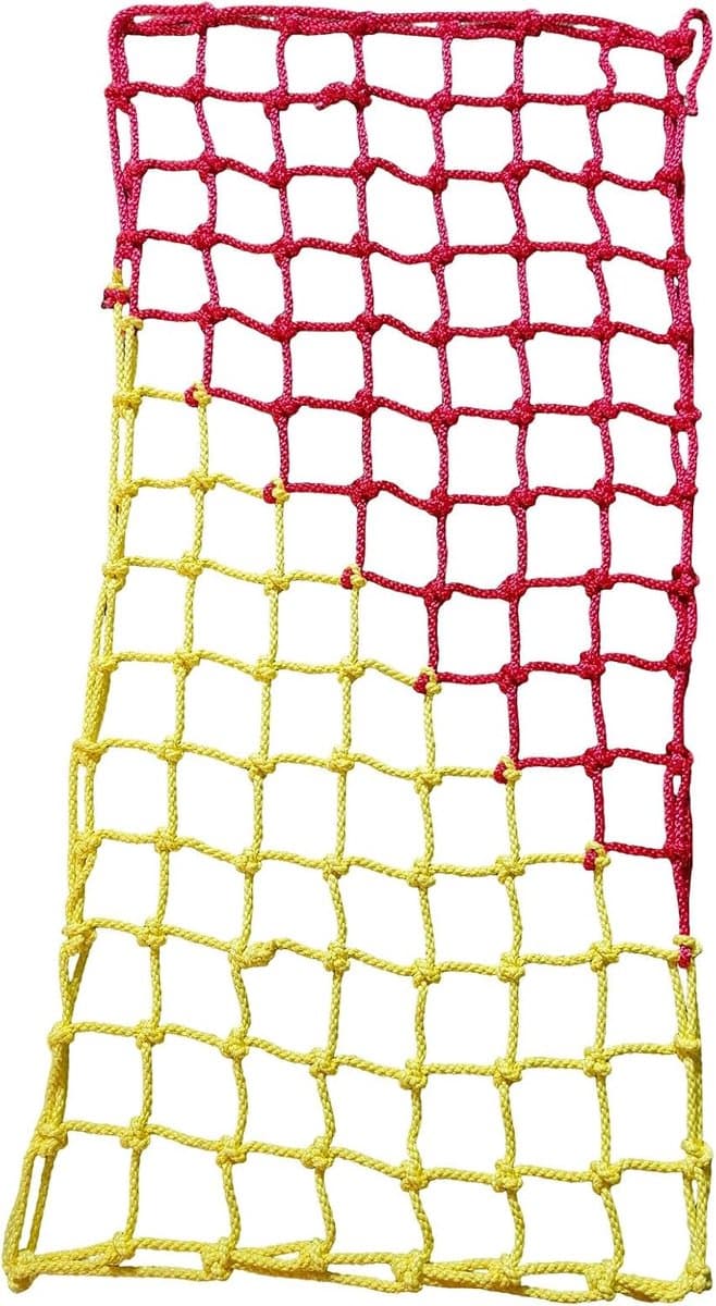 Klimnet Polyester Speeltuin Klimrek Voor Kinderen Buitenspeeltuin Veiligheidsbescherming, Boomhut, Touwladder, Schommelset, Jungle Gyms Hindernisbaan(Size:182*182cm(6*6ft),Color:rood/geel) — afbeelding 1