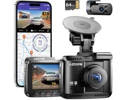 Dashcam Auto Voor en Achter - 4K UHD - GPS - WiFi 6 - Nachtzicht - Parkeerbewaking
