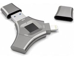 Vingerafdruk U-schijf - Data opslag - Veilige bestanden - 3-in-1 connectiviteit - 512 GB - Zwart