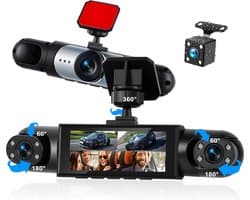 SnelShoppen - 4-kanaals dashcam auto 1080p met 360° rondom zicht, 4 verstelbare camera's, 3,16 inch display, IR-nachtzicht, bewegingsdetectie, loopopn