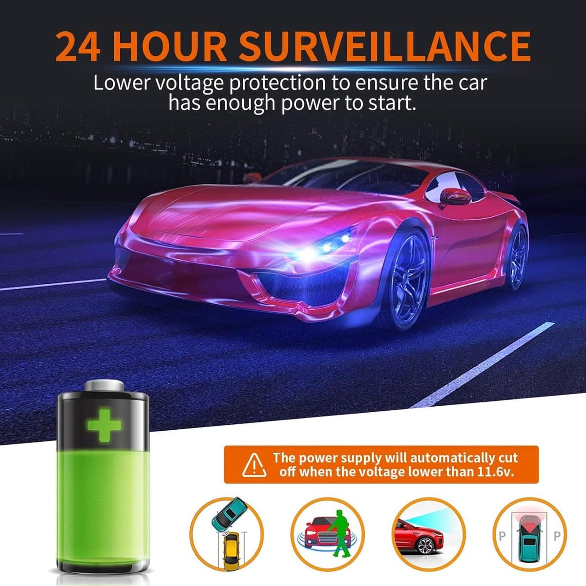 SnelShoppen - Dashcam Hardwire Kit 11ft/335cm voor Q20/Q20S/Q23 Series - 12V-24V Type-C Connector met 24 Uur Parkeerbewaking en Laagspanning Beschermi — afbeelding 1