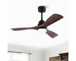 Bestverkochte Moderne 42-inch Plafondventilator met 3 Walnootbladen - Licht - Afstandsbediening - Stille Omkeerbare DC-motor - Geheugenfunctie - Boerderijstijl