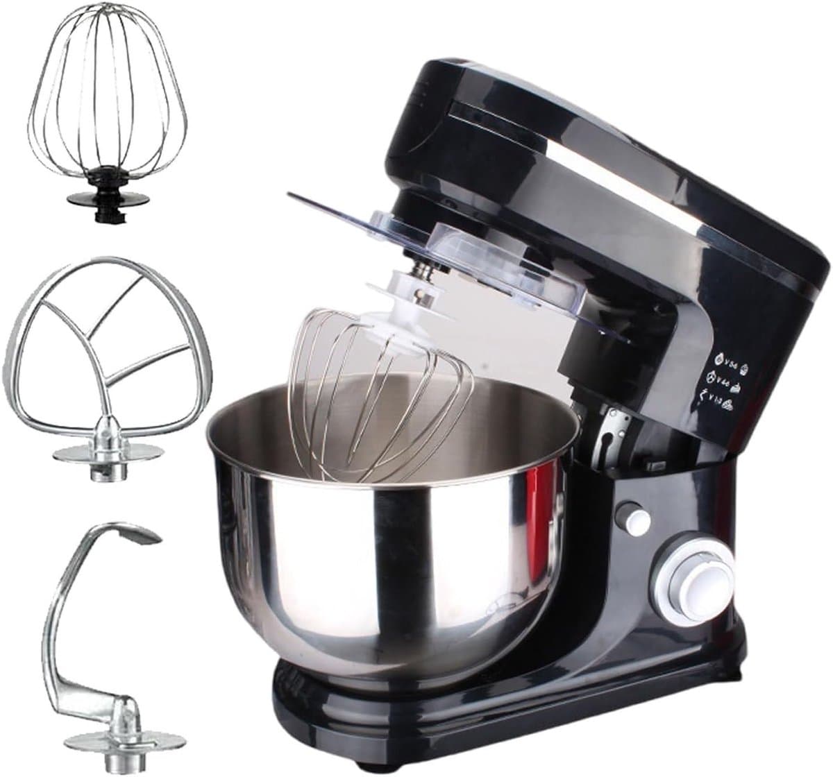 Keukenmachine - Deegmixer Mixer - Bakken Koken - Kantelbare Kop - 6 Liter Kom - Zwart — afbeelding 1