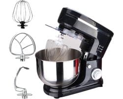 Keukenmachine - Deegmixer Mixer - Bakken Koken - Kantelbare Kop - 6 Liter Kom - Zwart