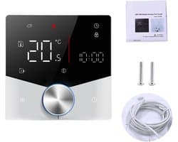 Slimme Thermostaat - Verwarming Controller - Energie Besparen - Matter Protocol - 88x88mm - Zwart en Wit