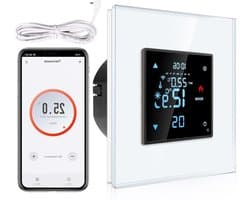Slimme Inbouwthermostaat - Digitale Kamerthermostaat - Comfortabel Wonen - App en Spraakbediening - 8.3 x 8.3 x 5.5 cm - Wit