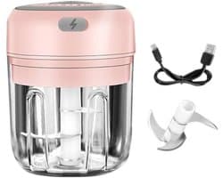 Elektrische Mini Hakker - Keukenmachine Groente - Snel Ingrediënten Snijden - Eén Druk Op Knop - 250 ml Capaciteit - Roze