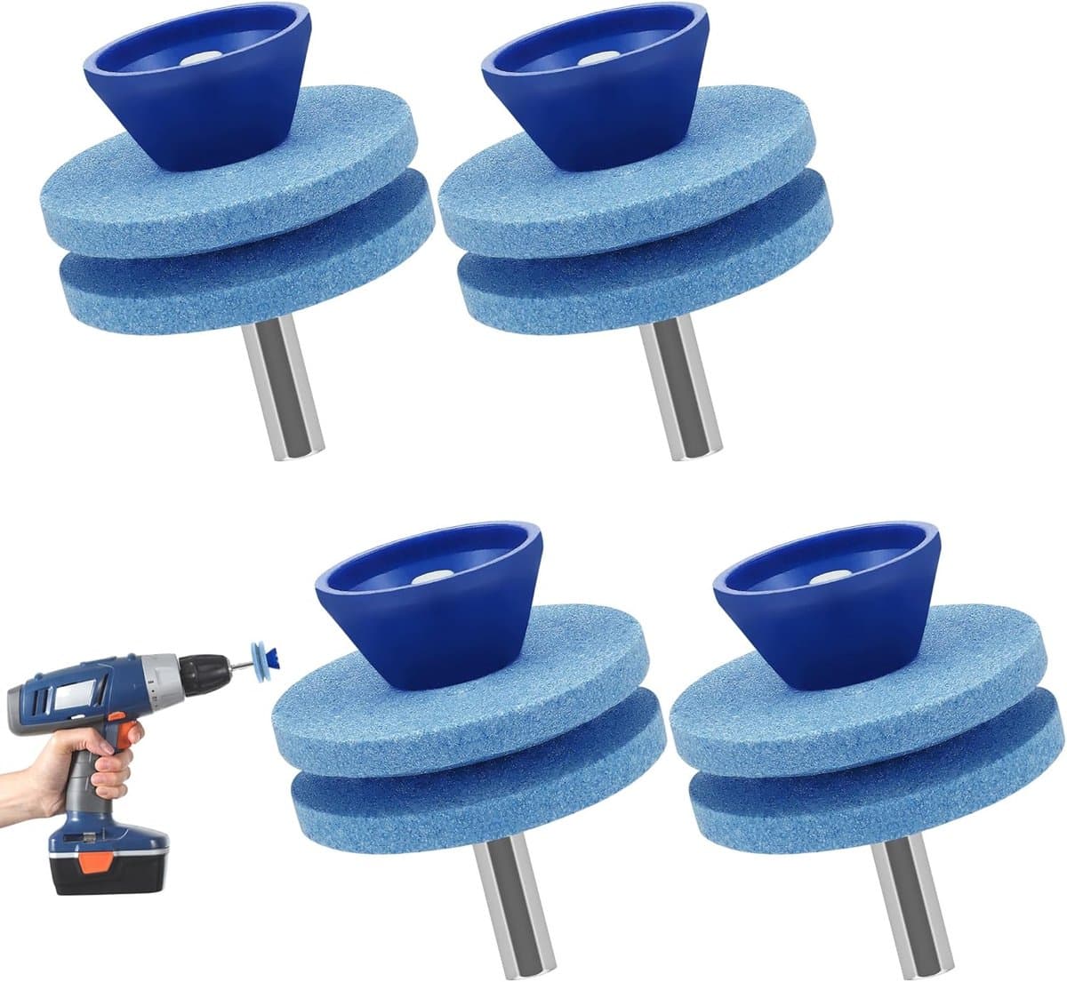SnelShoppen - 4 Stuks Grasmaaier Mes Slijpwielen, Tuin Gereedschap Slijpstenen, Botte Mes Slijpstenen voor Meeste Boormachines en Handboormachines - Ø — afbeelding 1