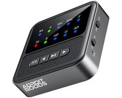 AdroitGoods Bluetooth 5.4 Audio Adapter 2-in-1 Receiver Transmitter AUX RCA HiFi Low Latency Dual Link Draadloze Audio Dongle met Display