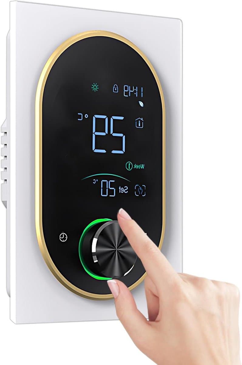 Slimme Thermostaat - Programmeerbare Thermostaat Digitale - Energie Besparen - Grote Voelknop - 13.1 mm dik - Wit — afbeelding 1