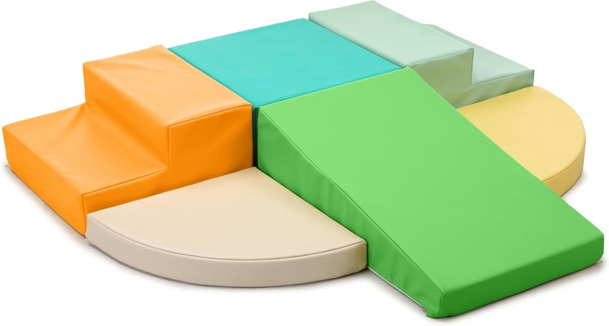 Set van 6 Schuimrubberen Klimblokken voor Kinderen: PU-leer Zachte Klimspeelgoed Speelset voor Kleine Kinderen - Montessori-speelgoed Grove motoriek Dubbele Ladderset — afbeelding 1