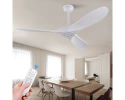 MIVRAY Plafondventilator - Omkeerbare Gelijkstroommotor En Timer - 60 Inch - ABS - Wit - Voor Slaapkamer, Woonkamer En Terras