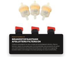 Dailygoods- Brandstofgastank Afsluiter - Set met 3 Brandstoffilters - 3 Afsluitkleppen - 6 Klemmen - Duurzaam Kunststof - Eenvoudig te Installeren - Brandstofklep