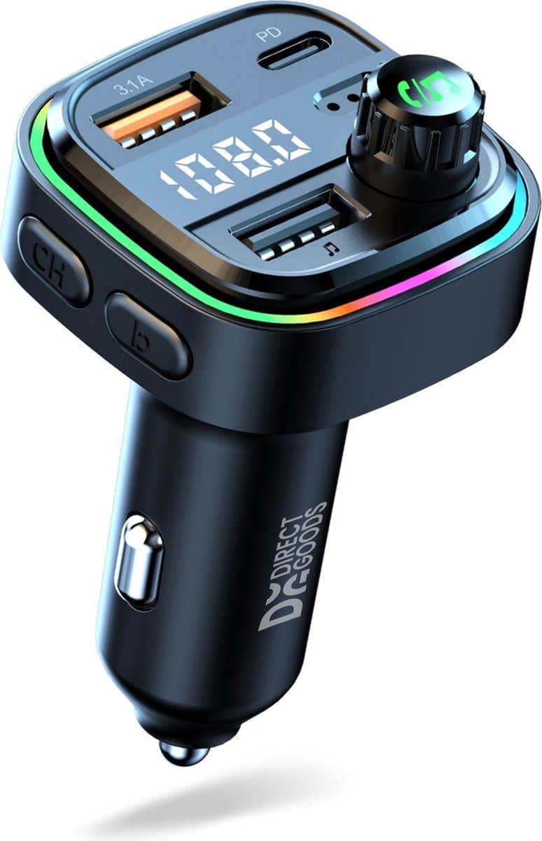 DirectGoods® FM Transmitter Bluetooth – Bluetooth Transmitter - USB-C Snellader - Carkit — afbeelding 1