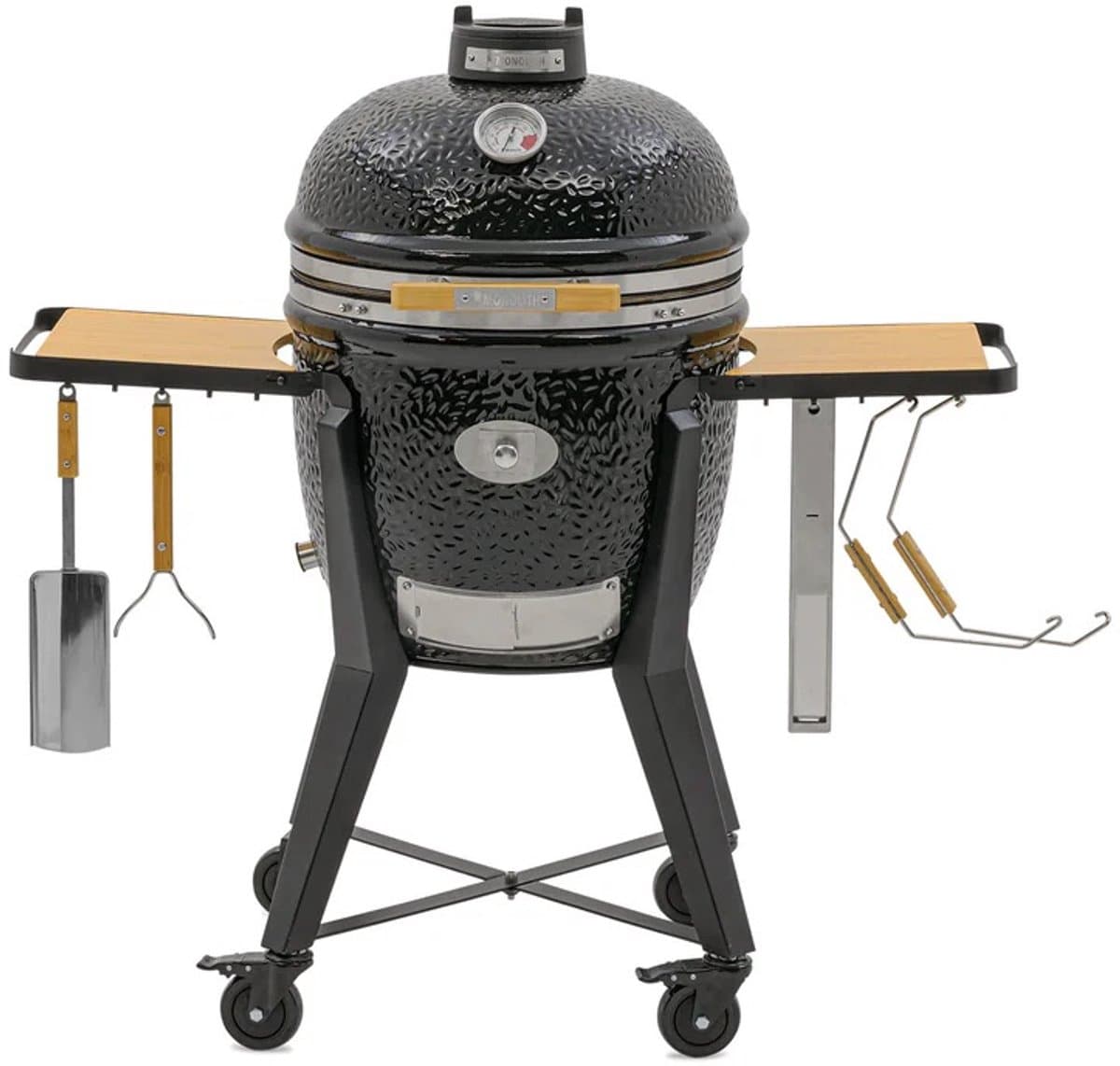 Monolith TWO.55 (Classic) Kamado BBQ Starterset – Inclusief Stalen Onderstel – Ø44 cm Grillrooster – Met SGS-systeem, Deflectorstenen, Aslade, Chip Feeder en Accessoires – Zwart — afbeelding 1