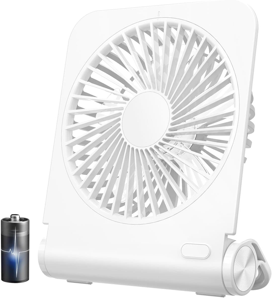 2000mAh oplaadbare USB-bureauventilator - 4 snelheden 225° - Opvouwbaar en draagbaar - Stille en krachtige luchtstroom - Geschikt voor kantoor / kamperen / reizen - Wit — afbeelding 1