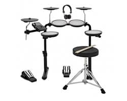 VISIONDRUM 7-Delig Mesh Pads Drumstel Kruk & Koptelefoon - Zwart