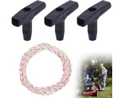 Recoil Starter Touw, 10 Meter 3mm Trekkoord met 3 Starter Handvatten voor Grasmaaier
