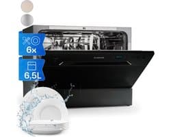 Klarstein Vaatwasser Mini voor 6 Couvert, Stille Kleine UV-vaatwasser met 6 Programma’s, Kleine Tafelvaatwasser voor Thuis, Kantoor en Camping, Mini Vaatwasser met Wateraansluiting - Vaatwasmachine - 6 Maatgedekken 45 cm 1380W - AquaStop Inbouw