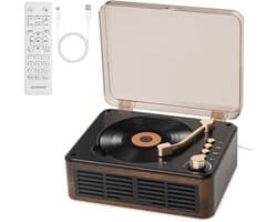 Retro CD Speler - Bluetooth Speaker - Meerdere afspeelmodi - Met Draadloze Verbinding & Afstandsbediening - Bruin - AUX & FM Radio - Voor Huis & Slaapkamer