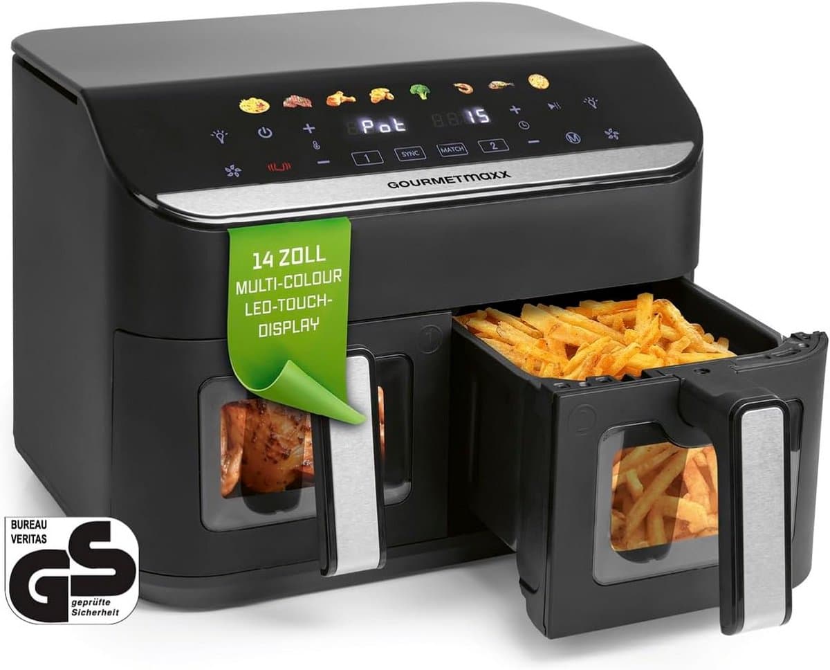 Airfryer met Dubbele Kamer 9L - 8 Programma's en Multi-Color Touchscreen — afbeelding 1
