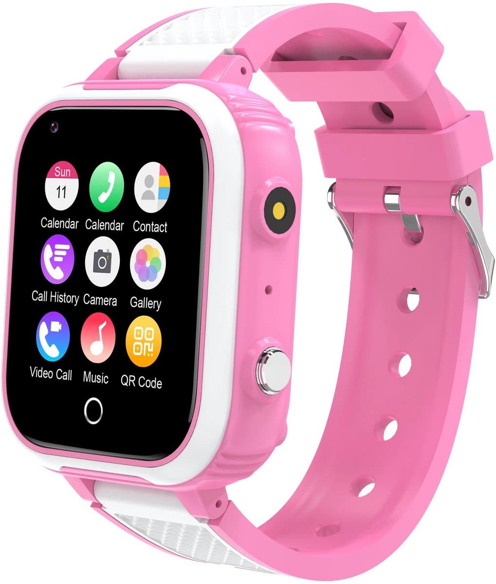 DrPhone KidsTimeX15 – 4G Kinder Smartwatch met GPS Tracker – Videobellen – WhatsApp – IP67 – SOS – 1.44” Touchscreen – Stappenteller – Nederlandse Mobiele App – 1GB+8GB – Roze — afbeelding 1