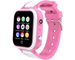 DrPhone KidsTimeX15 – 4G Kinder Smartwatch met GPS Tracker – Videobellen – WhatsApp – IP67 – SOS – 1.44” Touchscreen – Stappenteller – Nederlandse Mobiele App – 1GB+8GB – Roze