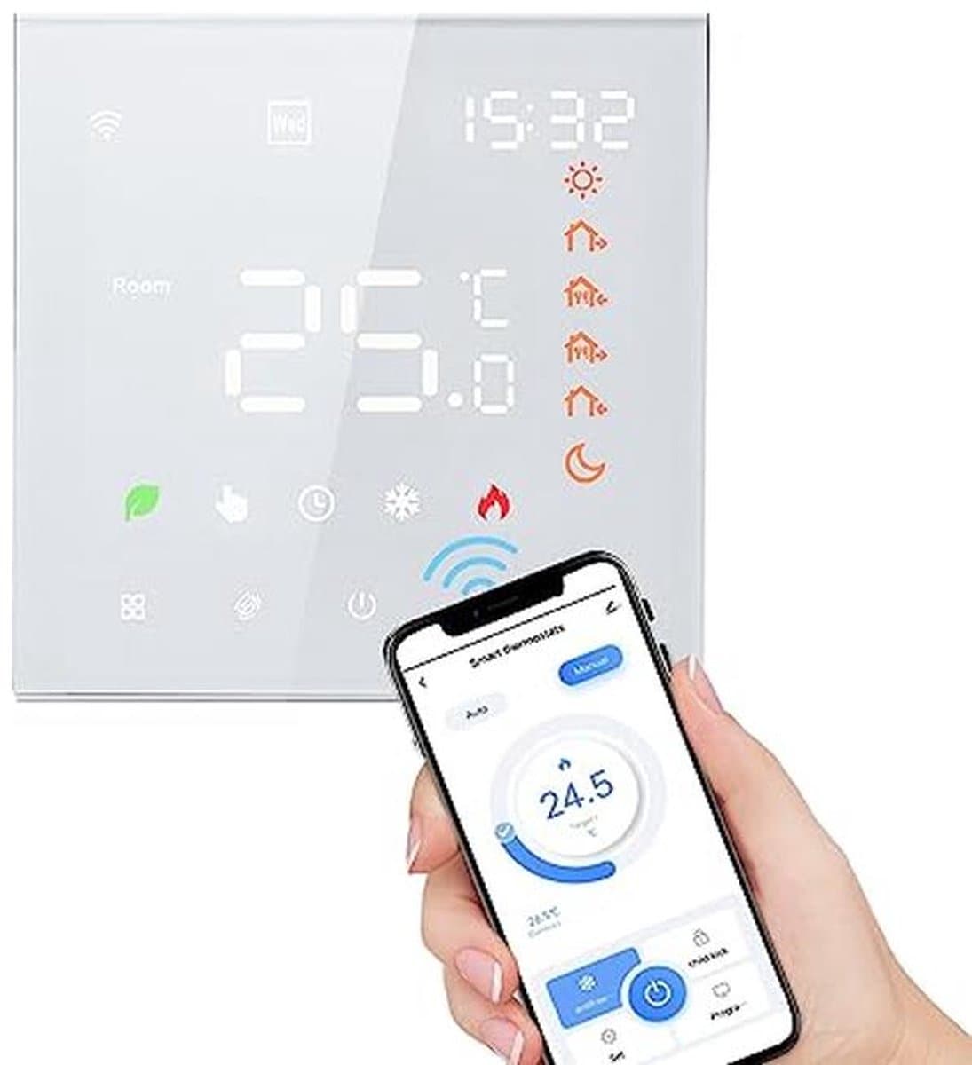 Digitale WiFi Thermostaat met Stembediening en LCD Display voor Vloerverwarming en Warmwater — afbeelding 1