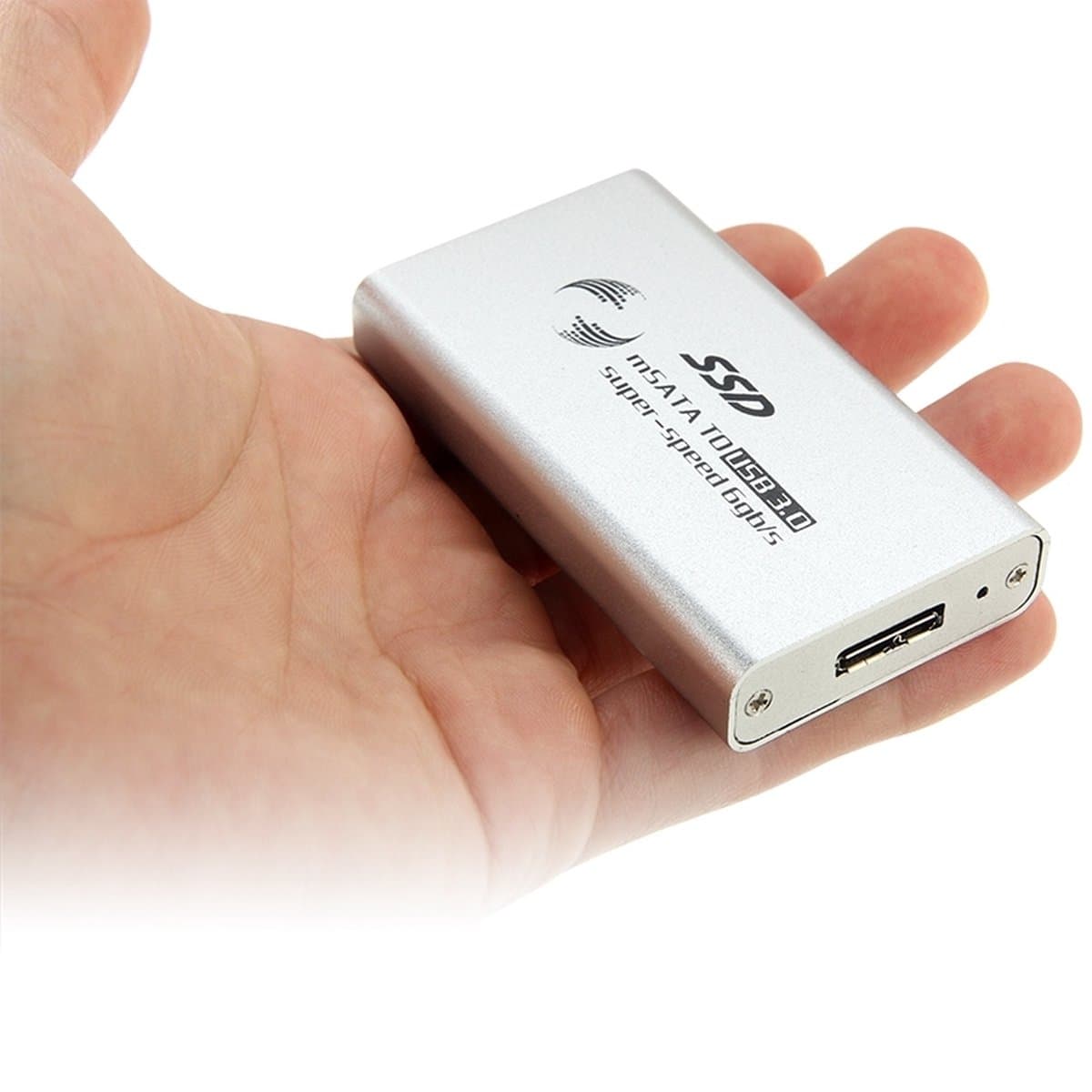 6 gb / s mSATA Solid State Disk SSD naar USB 3.0 harde schijfbehuizing (zilver) — afbeelding 1