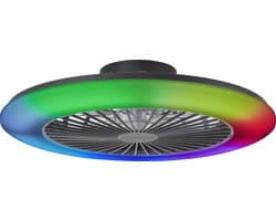 Brilliant Salerno - Plafondventilator - Met verlichting - LED 48W - 3000K-6500K - 58cm - Dimbaar - Zwart - Zeer stil