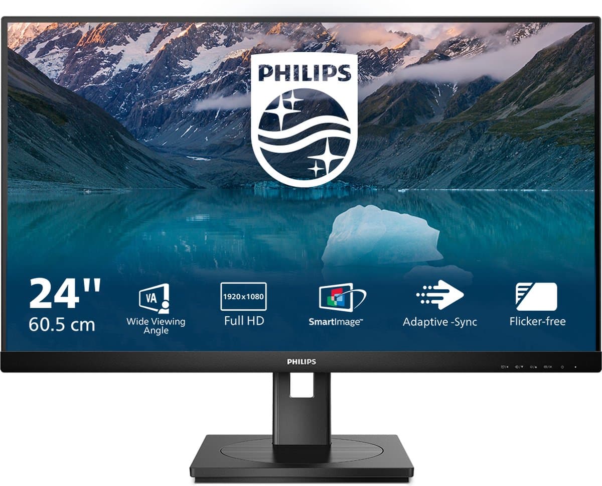 Philips S Line 242S9JML - Full HD Monitor - USB-hub - Verstelbaar - 24 inch — afbeelding 1