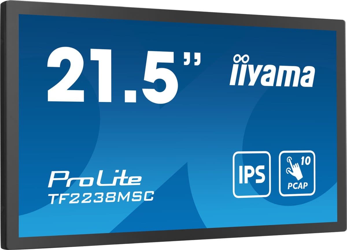 iiyama TF2238MSC-B1 beeldkrant Digitaal A-kaart 55,9 cm (22") LED 600 cd/m² Full HD Zwart Touchscreen — afbeelding 1