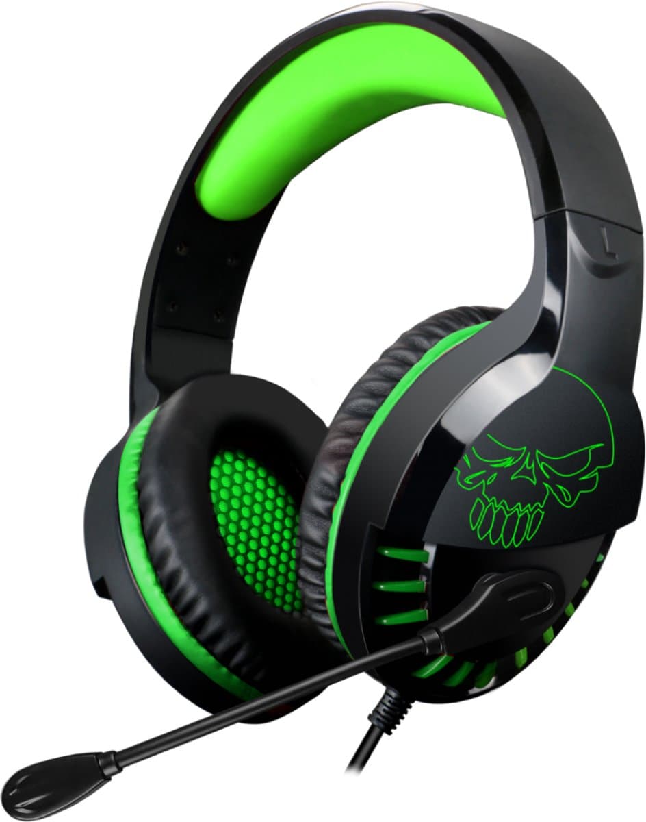 Spirit of Gamer Headset – Kinder Koptelefoon - Koptelefoon - Microfoon – Geschikt Voor Headset Nintendo Switch/PS5/PS4/Xbox Series X/S/Xbox One/Pc – Ruisonderdrukkende Microfoon – Verstelbare hoofdband – Helder geluid – Zwart/Groen — afbeelding 1