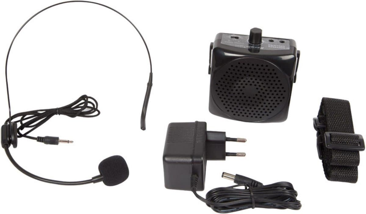 HQ-Power Draagbare stemversterker, met headset en draagriem, 5 W, zwart — afbeelding 1