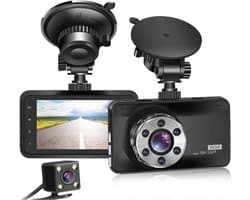 Dual Dashcam - Dashcam Voor Auto 1080p Full HD - Voor en Achter Camera Met 3-inch Lcd-Display – Auto Camera Met Bewegingsdetectie - Nachtzicht - Versnellingssensor