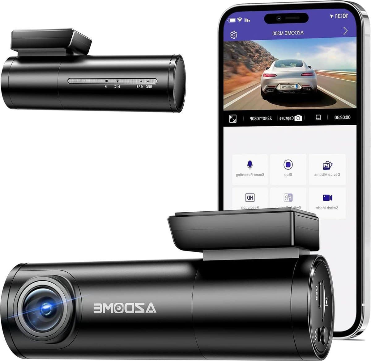 1296P WiFi Dashcam met app-bediening - spraakbediening - 170 graden groothoek - G-sensor - loopopname - nachtzicht - parkeerbewaking - 24/7 (M300) — afbeelding 1