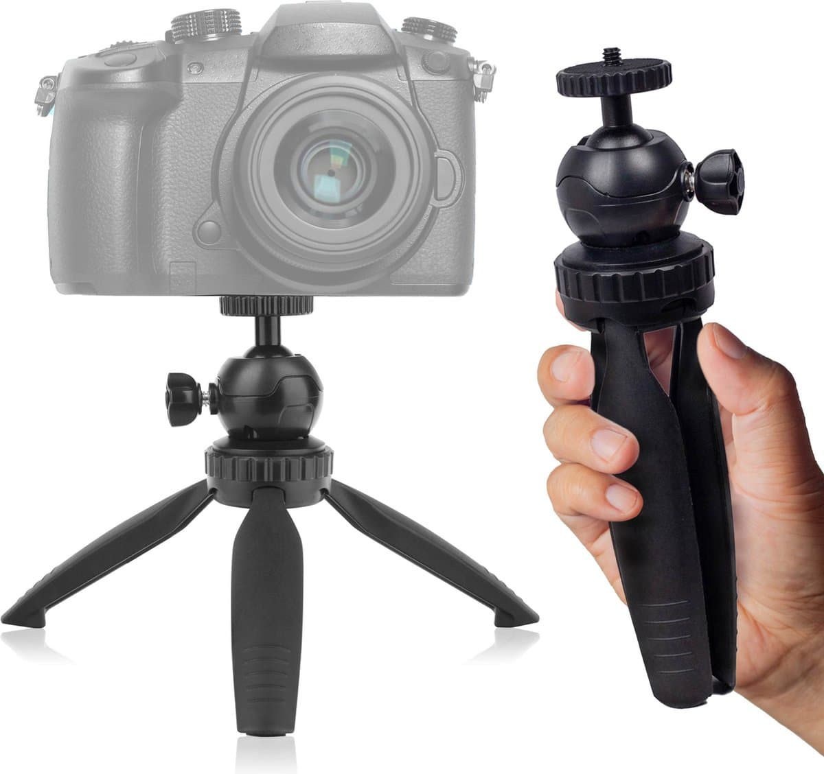 Overmax Tripod Stand Mini – Compact Verrijdbaar Statief – Tot 2 kg – 1/4” Schroefdraad – Inklapbaar tot 20 cm – Lichtgewicht & Duurzaam – Geschikt voor Projectoren, Camera’s en Meer – Verstelbare Beeldhoek – Voor Thuisbioscoop en Presentaties — afbeelding 1