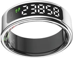 NOLATR Vue, Slimme Ring met Stappenteller, Activiteitstracker & Hartslagmeter – met Touch functie - Zonder Abonnement & Nederlandse App – Zilver – Maat 12