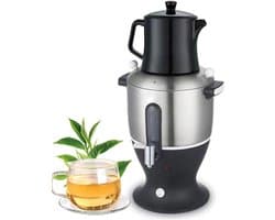 Elektrische Samovar - Theemaker Dubbele Pot - Thee Zetten - Snelle Verwarming Warmhoudfunctie - 6 Liter Capaciteit - Zilverkleurig