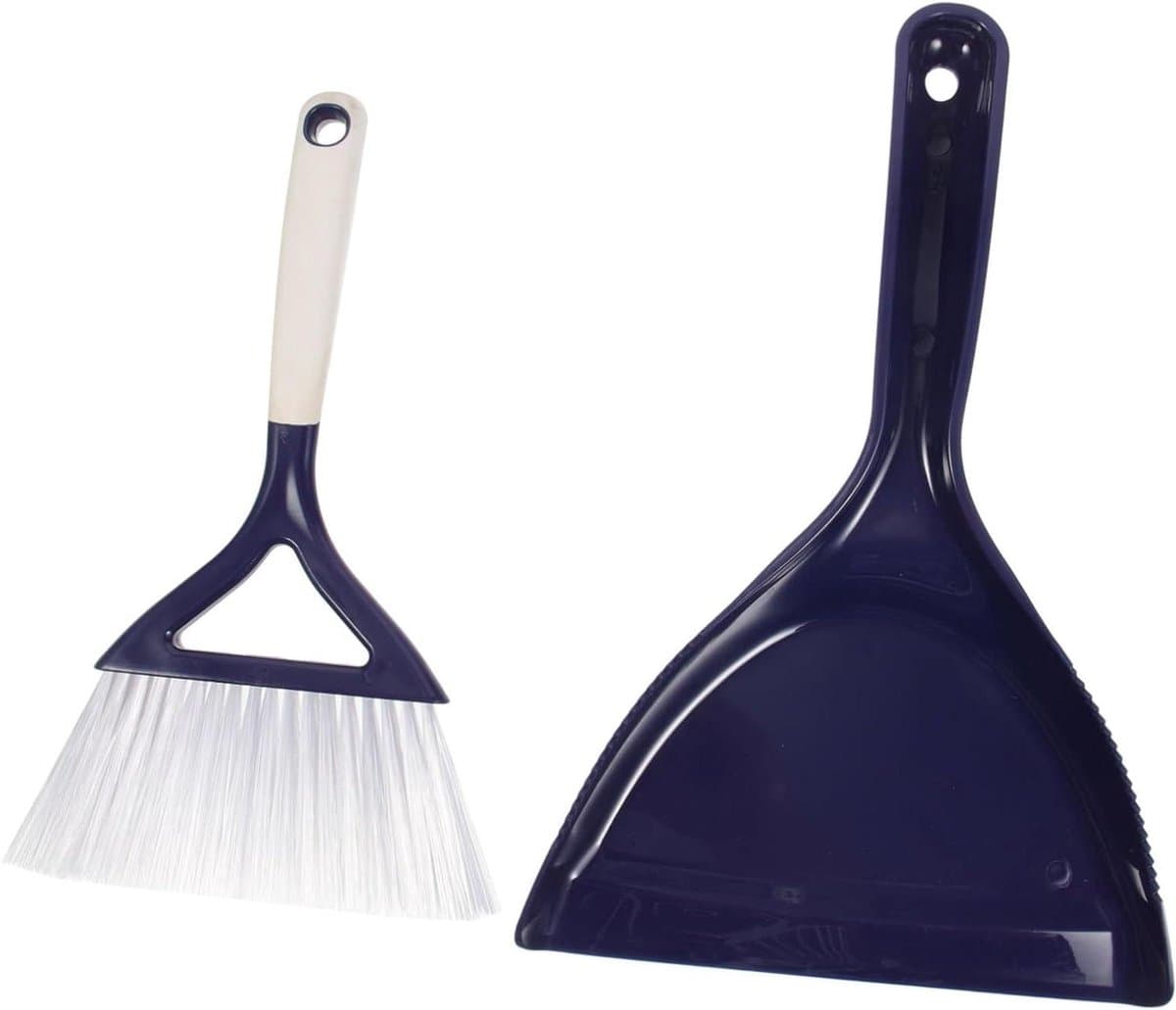 Bezem Stoffer Set - Kleine Schoonmaak - Desktop Reinigen - Schuine Borstelharen - 16 cm Breed - Blauw — afbeelding 1