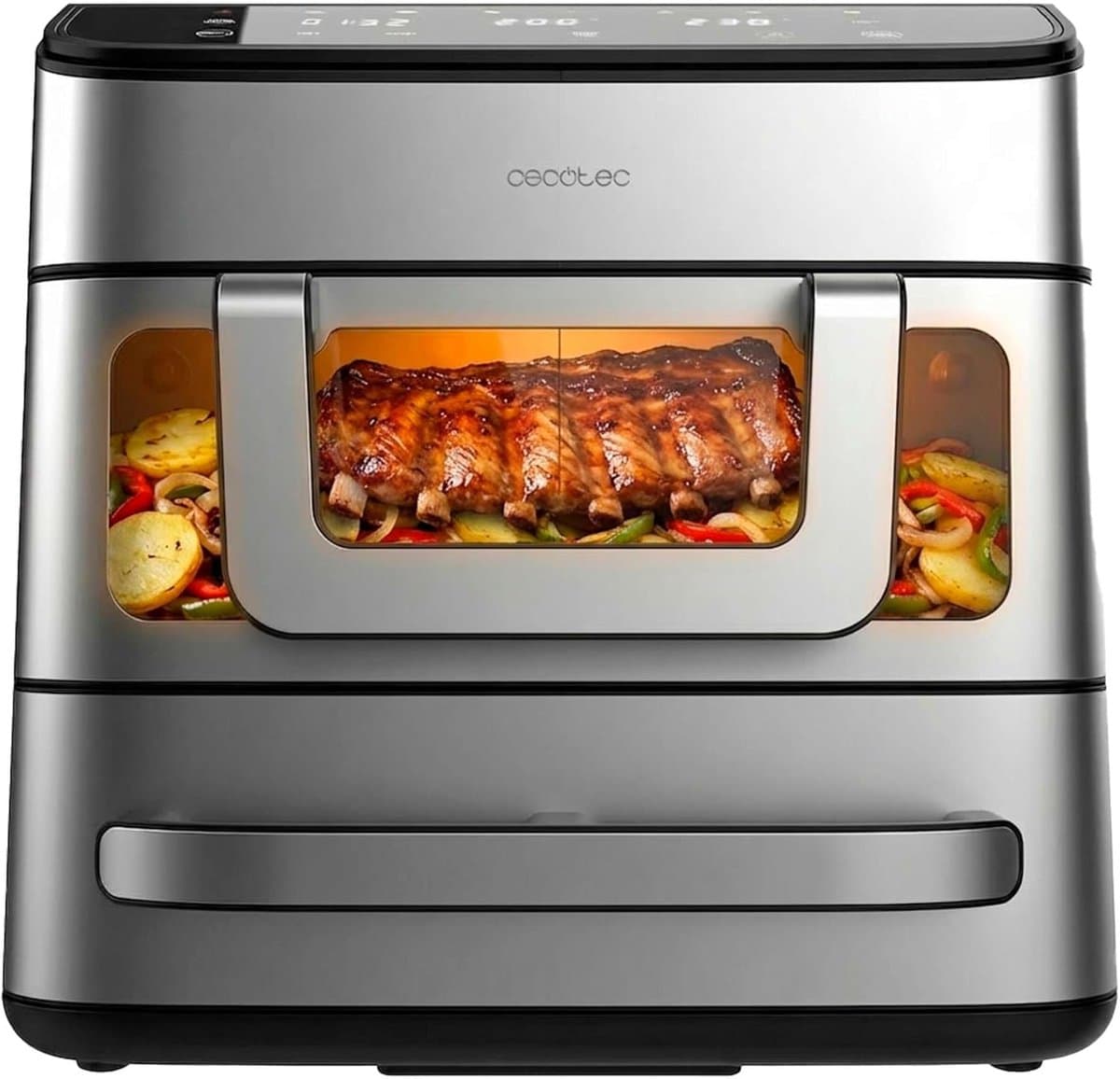 Heteluchtfriteuse Oven - Pizzaoven Airfryer - Grote Maaltijden Bereiden - Inclusief Pizzasteen - 18 Liter Capaciteit - Zwart — afbeelding 1