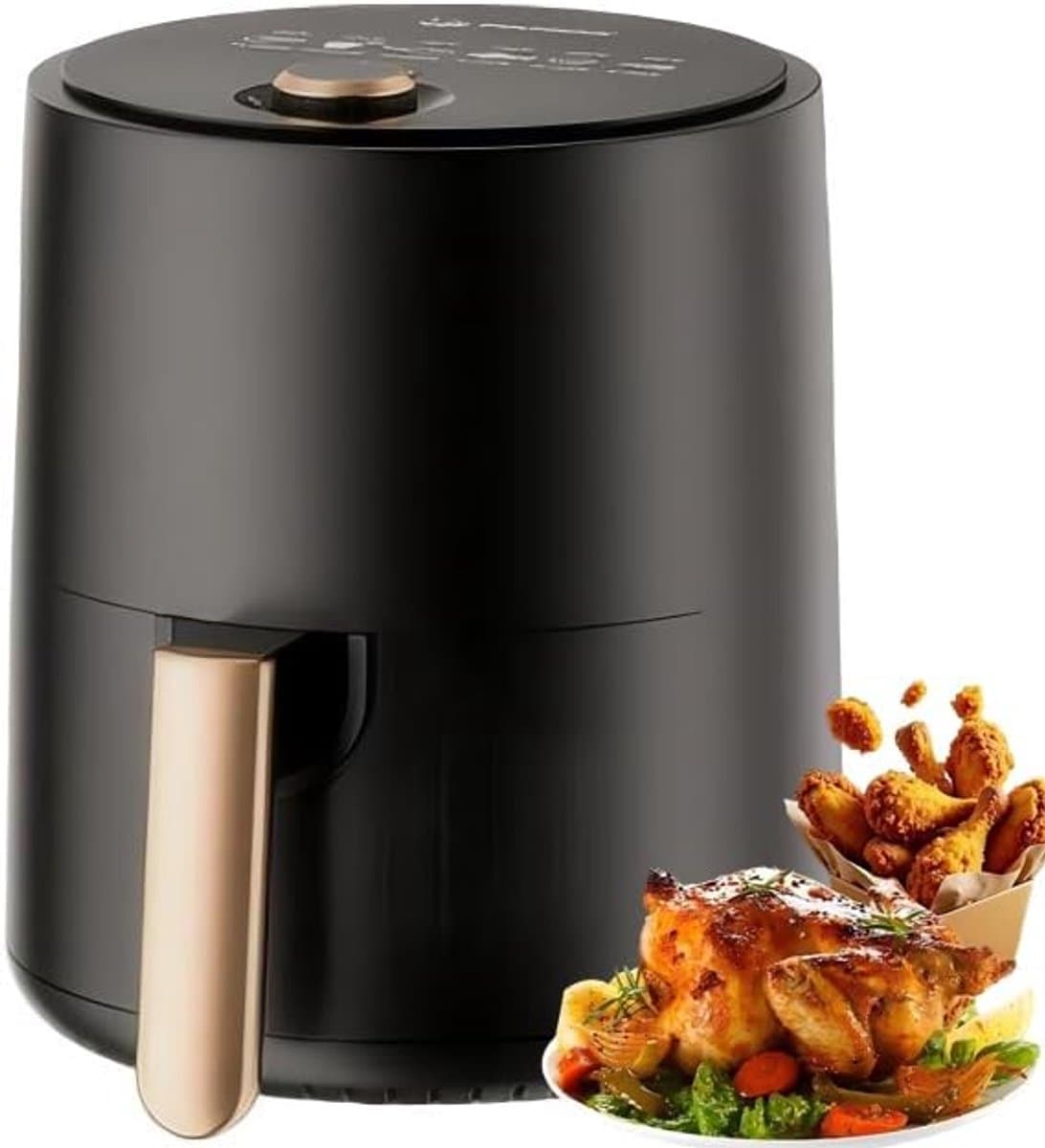 Ulisem - Airfryer - Mini airfryer - 4.5 liter - 360° circulatie - 24 menu's - Vaatwasserbestendige antiaanbakmand - Met voorverwarming en schudden - Automatische uitschakeling - Geschikt voor keuken of camping - Compact en draagbaar — afbeelding 1