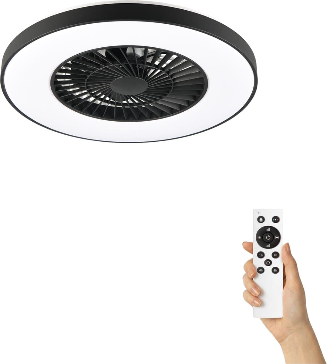 Fantiluxe - Magnus - Plafondventilator met verlichting - Zwart - Ø58cm - Afstandsbediening - Met lamp - Plafond ventilator - Slaapkamer — afbeelding 1