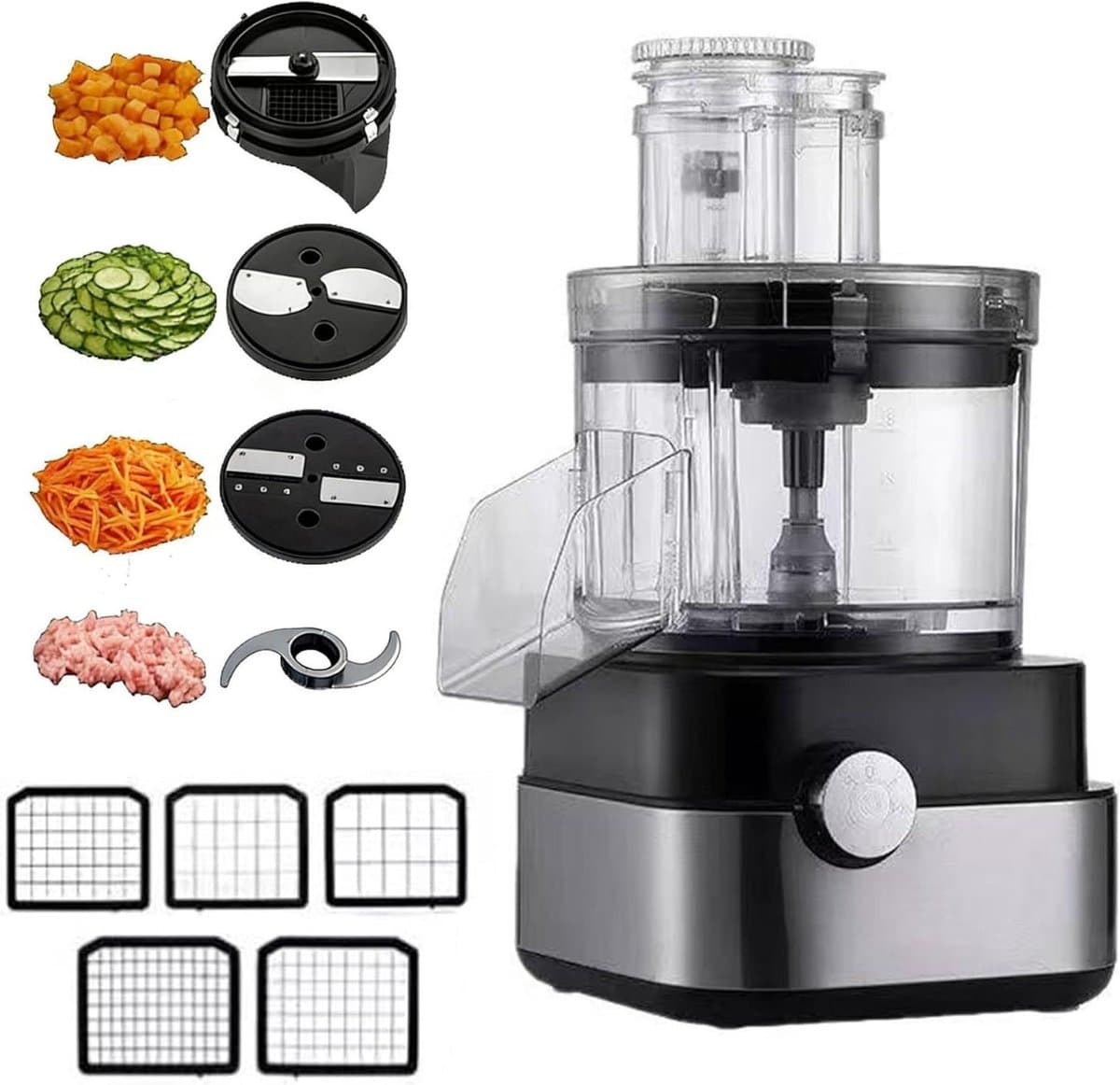 Keukenmachine - Groentesnijder Kaasrasp - Maaltijden Bereiden - 5 Liter Capaciteit - 600W Vermogen - Zilver — afbeelding 1
