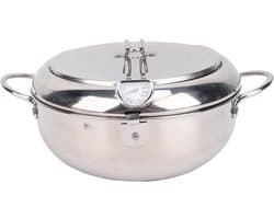 Frituurpan Roestvrij Staal - Friteuse Keuken - Thuis Frituren - Ingebouwde Thermometer - 32 Liter Capaciteit - Zilverkleurig