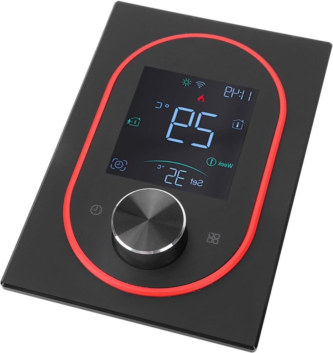 Slimme Thermostaat - Programmeerbaar Display - Temperatuur Regeling - App Bediening - 130x88mm - Zwart — afbeelding 1