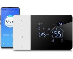 Slimme Thermostaat - Verwarming Controller - Energie Besparen - App en Spraakbediening - 140x81x20MM - Zwart Wit