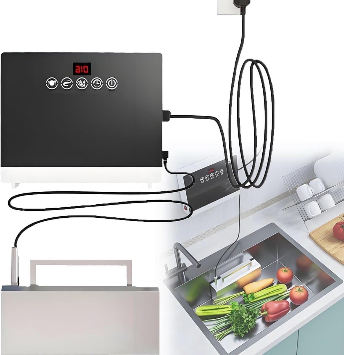 Draagbare Vaatwasser - Elektrische Afwasmachine - Servies Reinigen - Geen Installatie Nodig - Compact Model - Wit — afbeelding 1