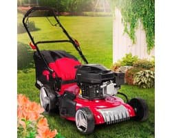 Benzine grasmaaier met aandrijving - 3,5kW tot 5,2kW vermogen - 46-51cm maaibreedte - 30-80mm maaihoogte - 60L opvangzak - TUV gekeurd